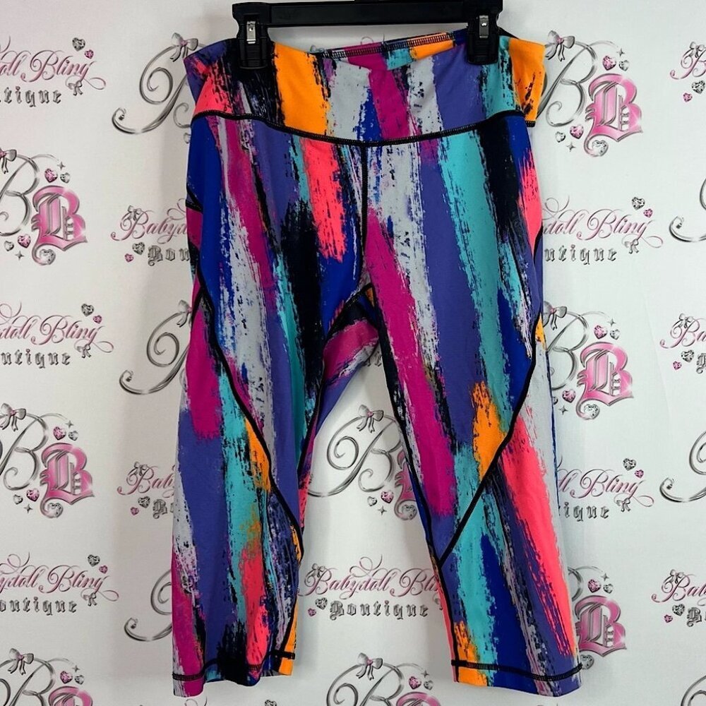 Zella crop pants tights splatter style cropped pants Multicolor Leggings